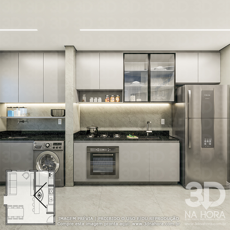 0001 Sala de estar com cozinha integrada RH_JD_PE - Image 7